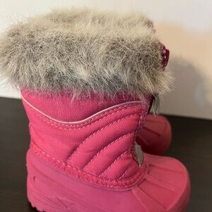Pink Kids Boots with Faux Fur Trim